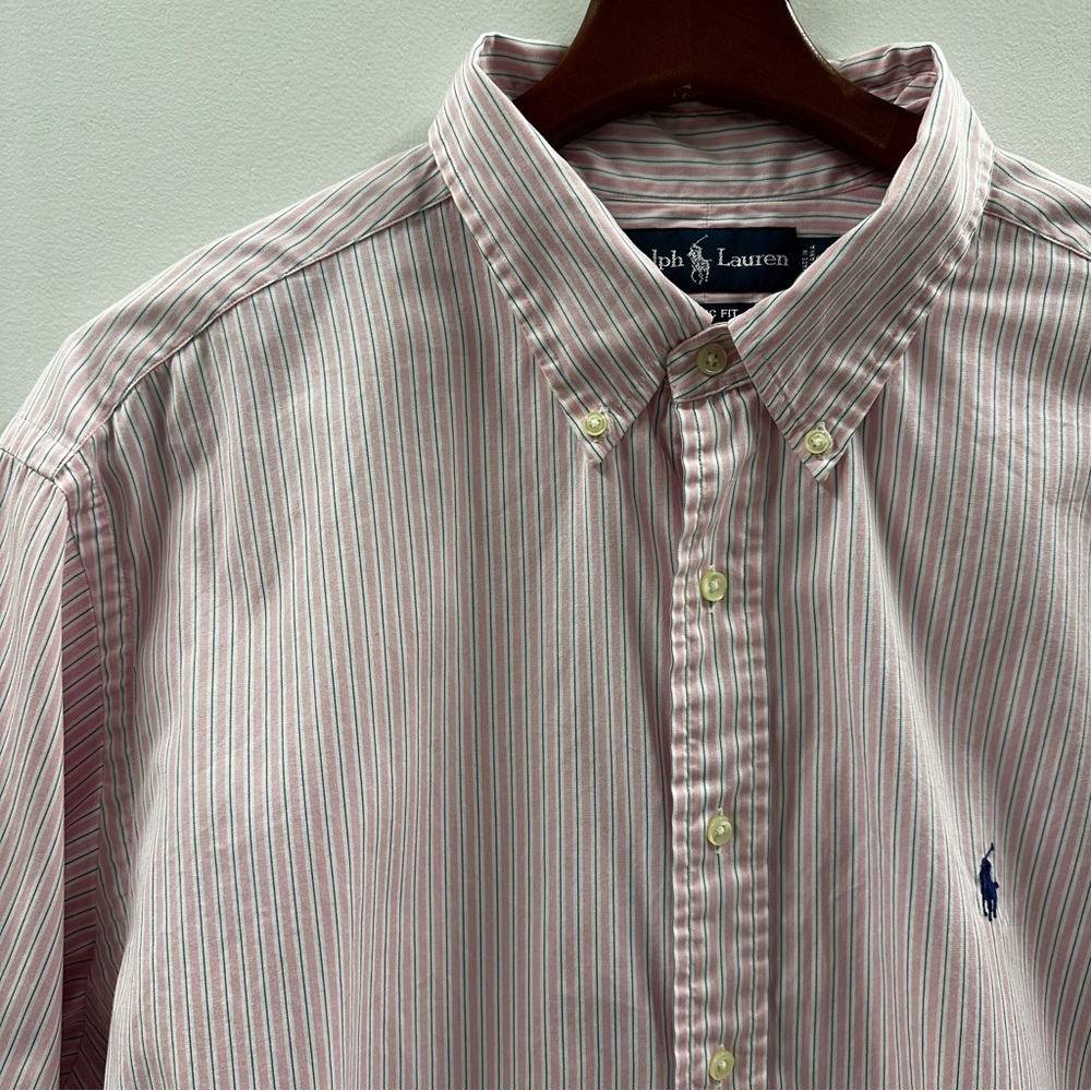 Ralph Lauren Vintage Classic Fit Pink Blue Stripe Button Down